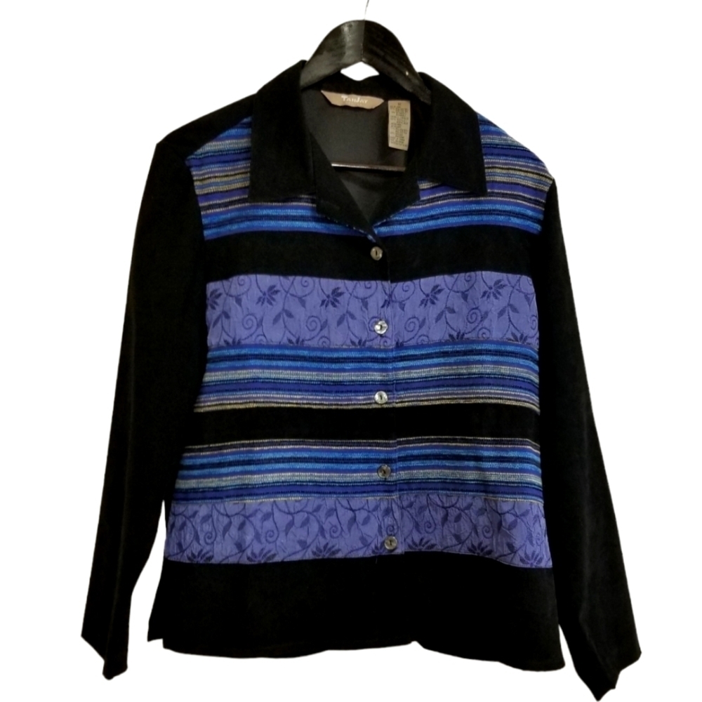 TANJAY petites button up velvet textured size 12 shirt.